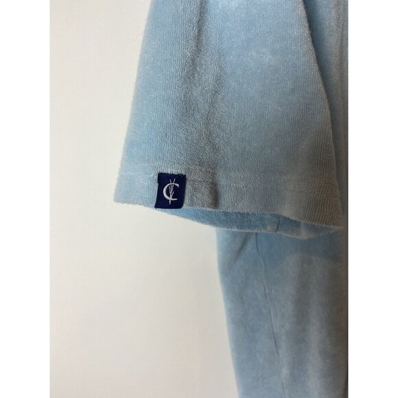 Criquet Terrycloth Button Up Shirt Short Sleeve Light Blue Medium M - Picture 3 of 5